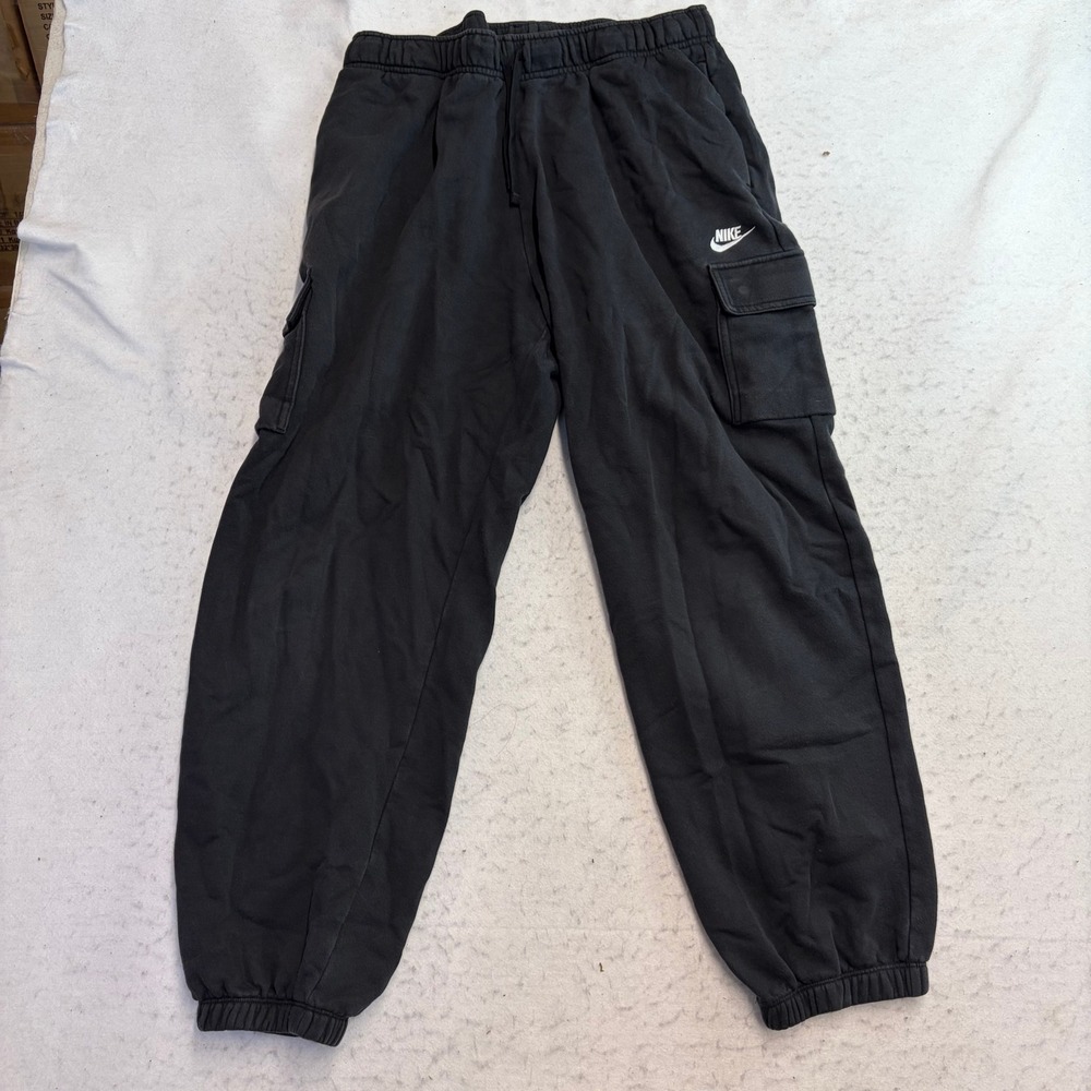 Nike Cargo Sweatpants Mens Large Black Fleece Joggers Loose Fit